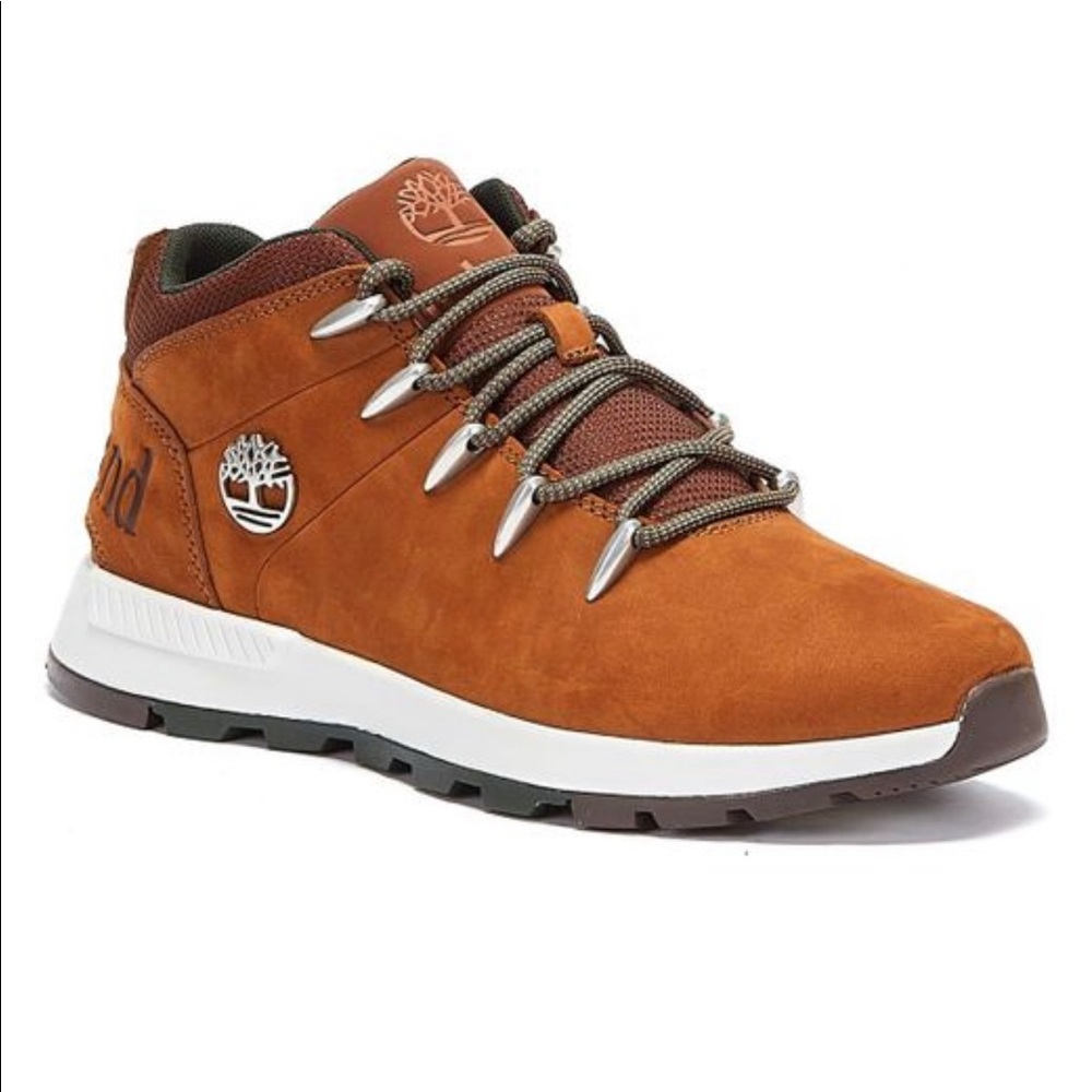 🆕 Timberland Men's Brown Sprint Trekker Nubuck Mid Rust Boots - Picture 3 of 6